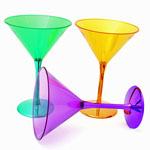 Mardi Gras Martini Glasses 3 pieces