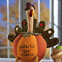 Gobble Till You Wobble Plush Thanksgiving Turkey Decor